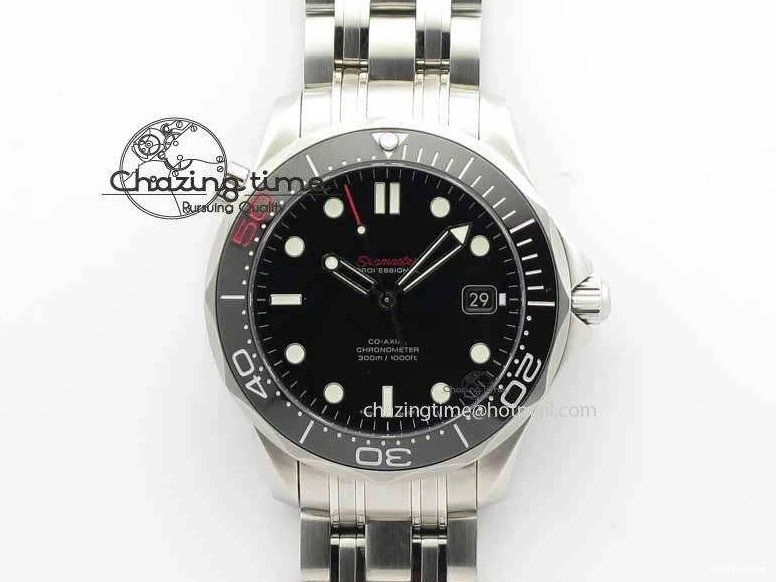 1228 Seamaster 300M 007 SS MK 1:1 Best Edition Black 007 Dial Ceramic Bezel On SS Bracelet A EasyCare 8178
